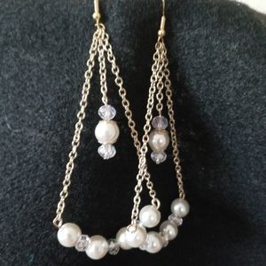 Pearl gold chain errings
